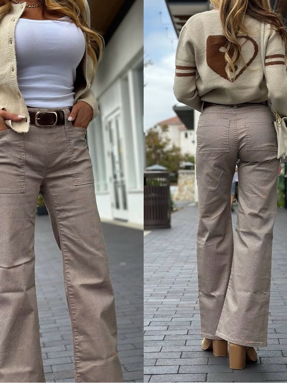 Bevy Flog Josie Brown check Wide leg